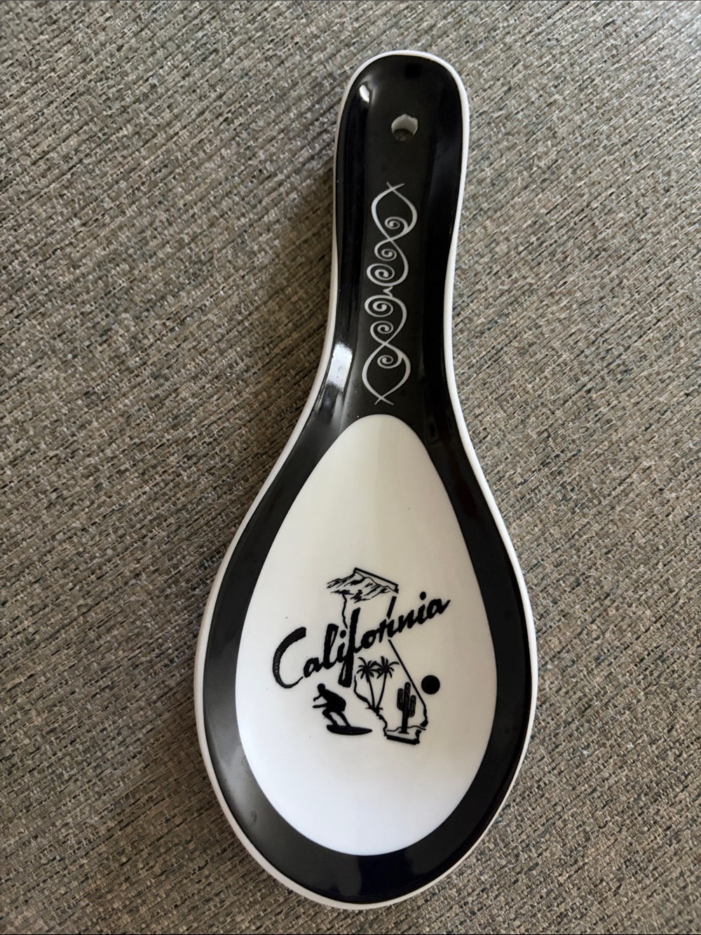 Black and White Ceramic Spoon Rest - California Design